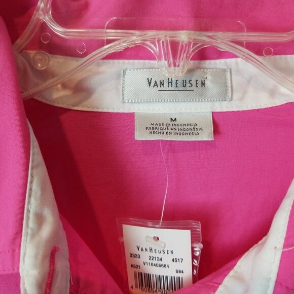 Van Heusen pink 3/4 sleeves button down shirt M - Picture 2 of 7